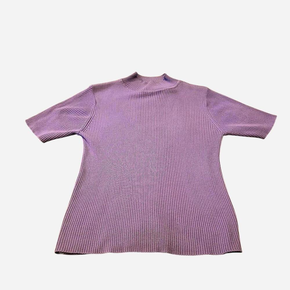 Light Purple Spring ribbed mock neck sweater top - Picture 3 of 5